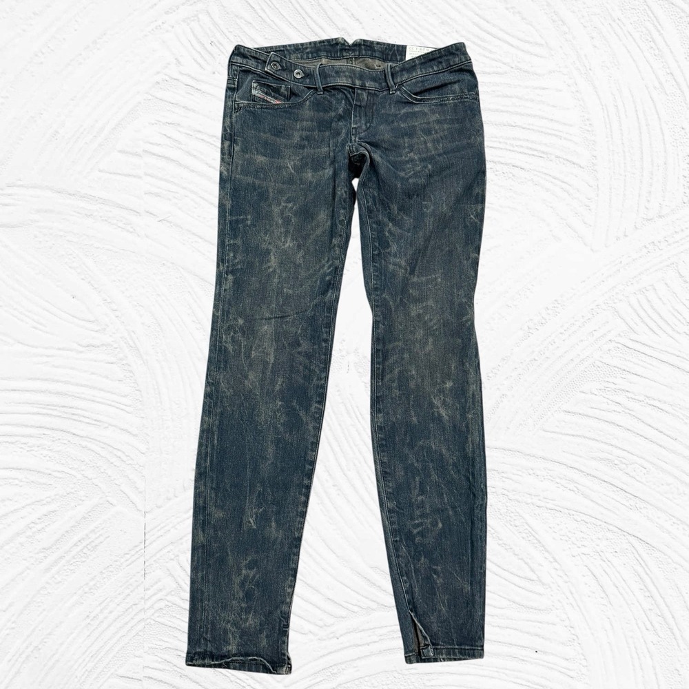 Diesel Cherick Stretch Slim Tapered Jeans 29x32(30 Actual) Indigo Overdye Belted